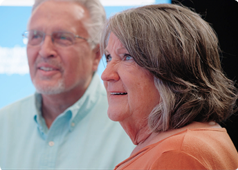 Patient Dick and caregiver Jan sharing their story with NUBEQA (darolutamide)