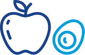 Apple and egg icon Icon of an apple and an egg