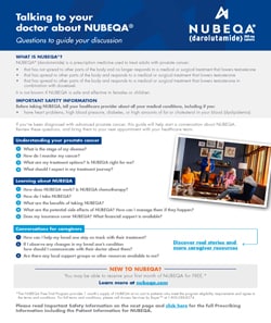 Downloadable NUBEQA® (darolutamide) doctor discussion guide for mCSPC and nmCRPC