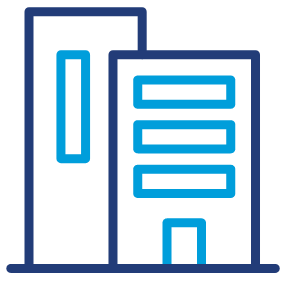 Icon of two tall city buildings