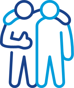 Icon of two people with arm around each other