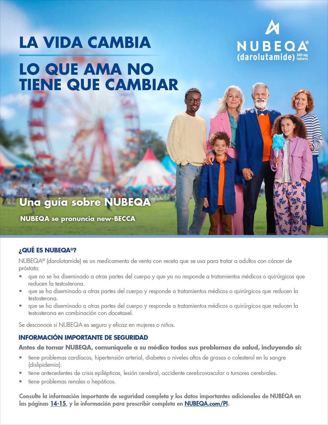 Downloadable Nubeqa (darolutamide) mCSPC and nmCRPC patient brochure in Spanish