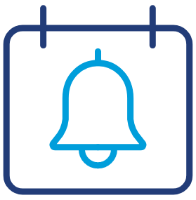 Icon of a calendar with an alarm bell